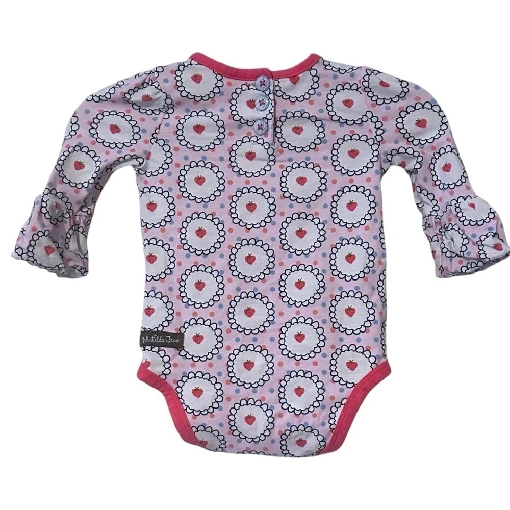 Matilda Jane Girls 3-6M Strawberry Print Long Sleeve Bodysuit - Picture 2 of 5
